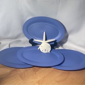 Tupperware Oval Plates Blue 4